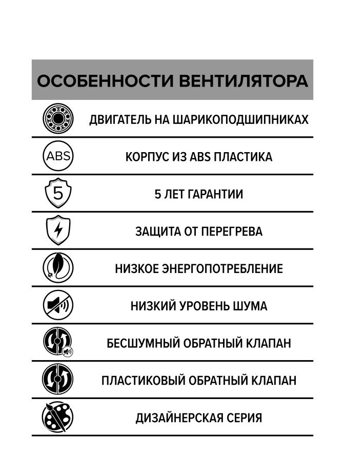 BREEZE 4C Dark gray metal, Вентилятор осевой вытяжной с обратным клапаном D 100, декоративный BREEZE 4C Dark gray metal