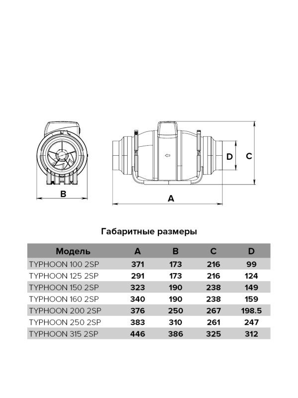 Вентилятор канальный TYPHOON, 2скор., D315, ERA PRO TYPHOON 315-2SP