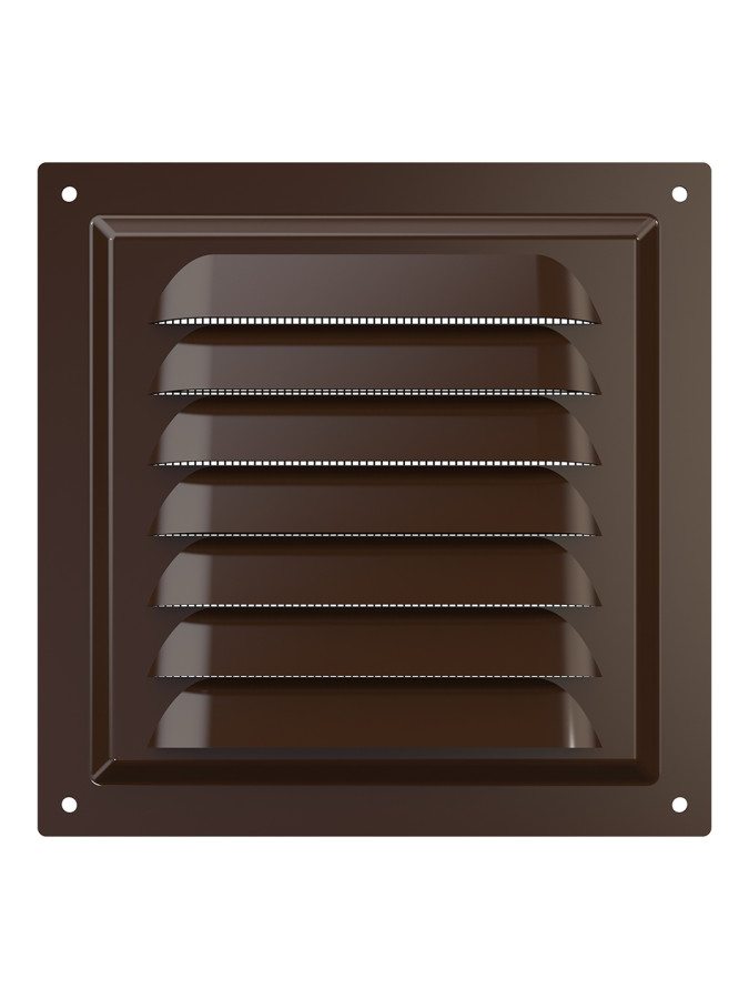 1515МЭ кор, Решетка вентиляционная с покрытием полимерной эмалью, с сеткой 150х150, Сталь,коричневая 1515МЭ кор