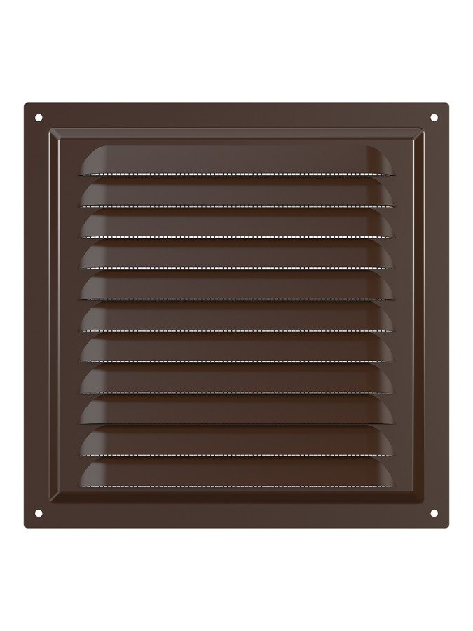 2020МЭ кор, Решетка вентиляционная с покрытием полимерной эмалью, с сеткой 200х200, Сталь,коричневая 2020МЭ кор
