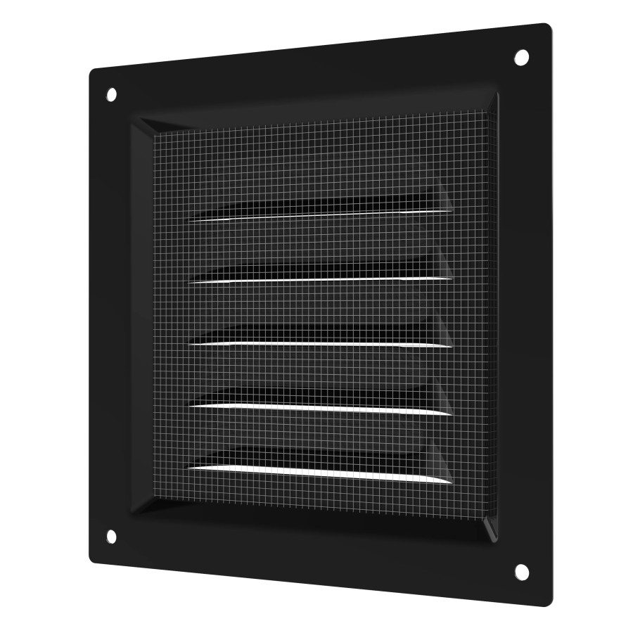 1212МЭ Black, Решетка вентиляционная с покрытием полимерной эмалью 125х125, Черная 1212МЭ Black