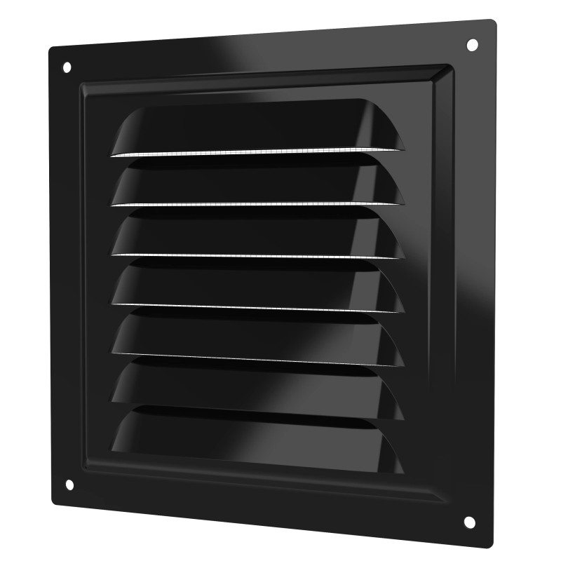 1515МЭ Black, Решетка вентиляционная с покрытием полимерной эмалью 150х150, Черная 1515МЭ Black