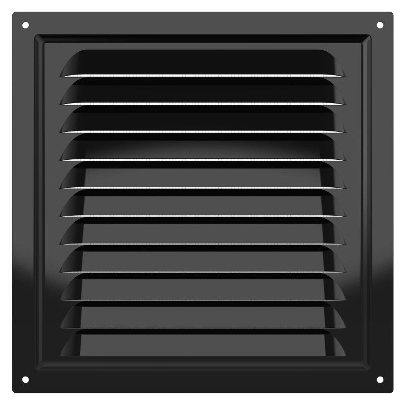 2020МЭ Black, Решетка вентиляционная с покрытием полимерной эмалью 200х200, Черная 2020МЭ Black
