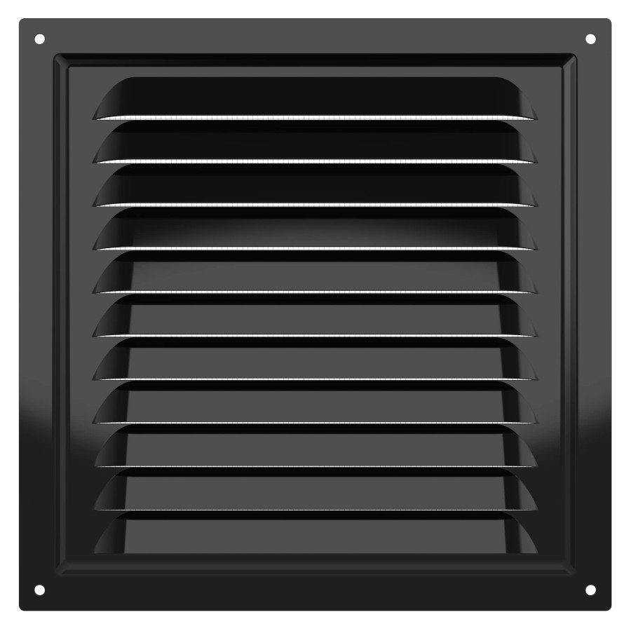 2020МЭ Black, Решетка вентиляционная с покрытием полимерной эмалью 200х200, Черная 2020МЭ Black