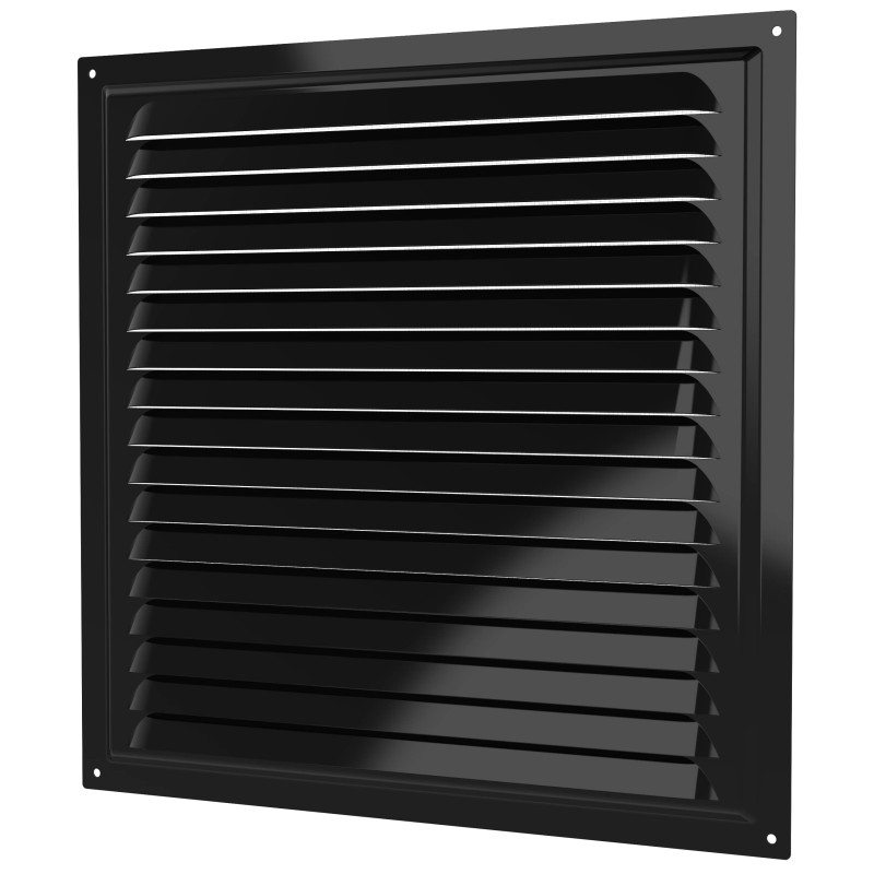 3030МЭ Black, Решетка вентиляционная с покрытием полимерной эмалью 300х300, Черная 3030МЭ Black