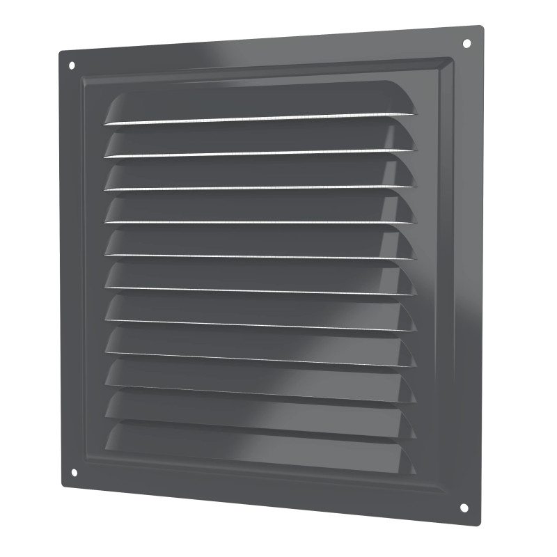 2020МЭ Gray, Решетка вентиляционная с покрытием полимерной эмалью 200х200, Серая 2020МЭ Gray