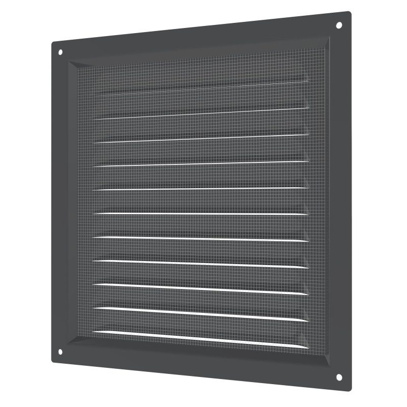 2020МЭ Gray, Решетка вентиляционная с покрытием полимерной эмалью 200х200, Серая 2020МЭ Gray