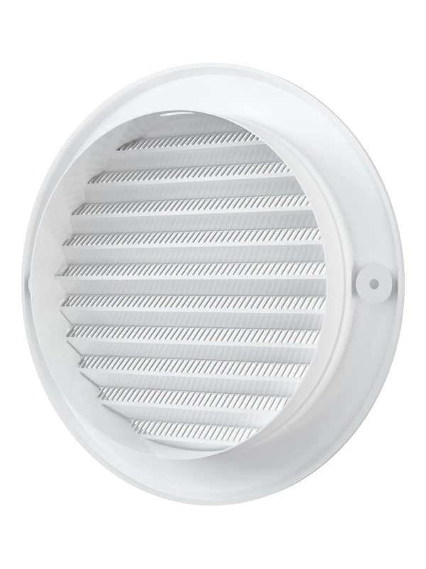 Решетка вентиляционная круглая с пластиковой сеткой D161 вытяжная АБС с фланцем D125, 12РКС 12РКС