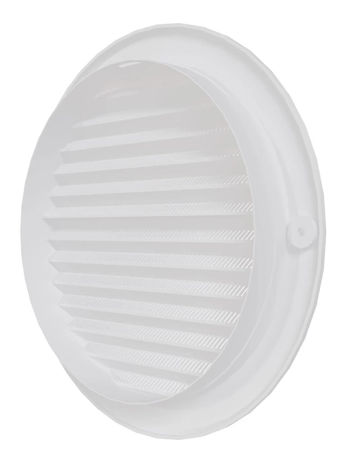 Решетка вентиляционная круглая с пластиковой сеткой D200 вытяжная АБС с фланцем D160,16РКС 16РКС