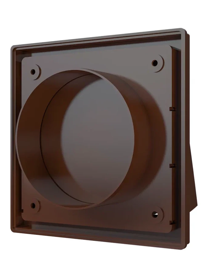 1515К10ФВ кор, Выход стенной вытяжной с обратным клапаном 150х150 с фланцем D100, ASA. кор 1515К10ФВ кор