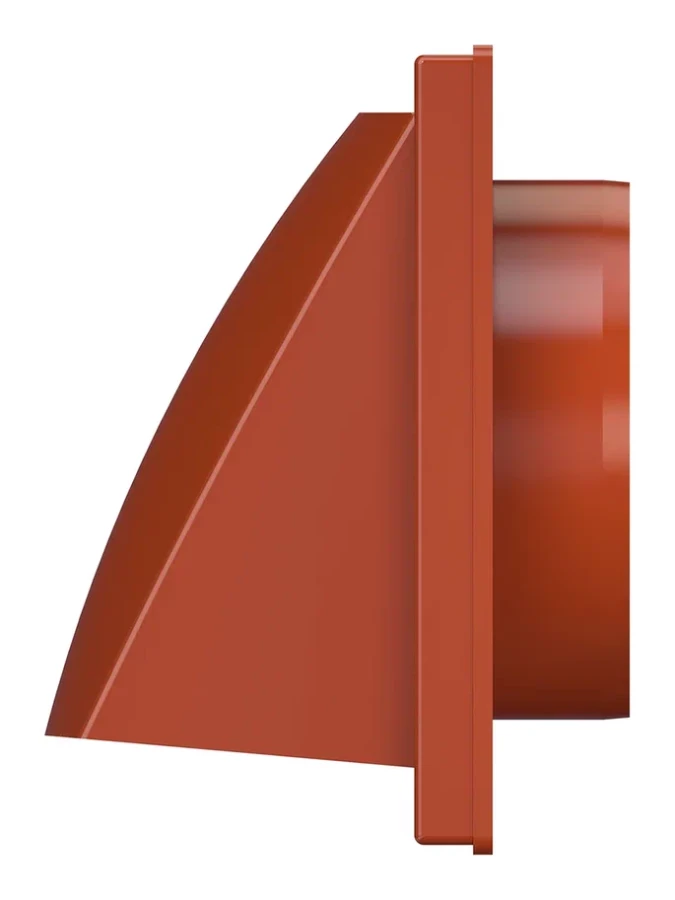 1515К10ФВ терр, Выход стенной вытяжной с обратным клапаном 150х150 с фланцем D100, ASA,терракотовый 1515К10ФВ терр