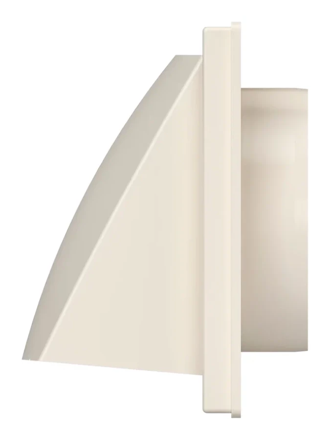 1515К10ФВ Ivory, Выход стенной вытяжной с обратным клапаном 150х150 с фланцем D100, ASA 1515К10ФВ ivory