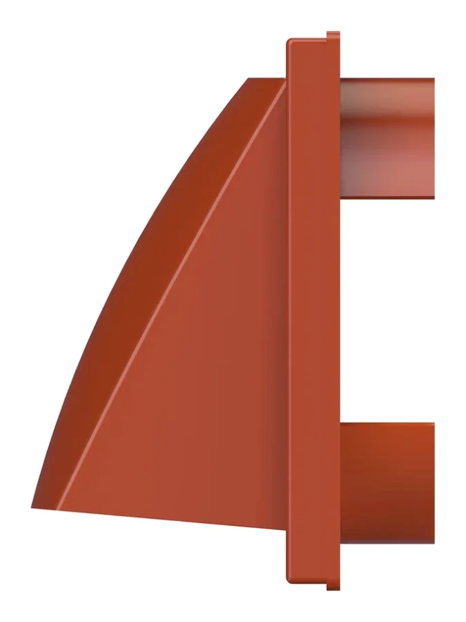 1515К12,5ФВ терр, Выход стенной вытяжной с обратным клапаном 150х150 с фланцем D125,ASA,терракотовый 1515К12,5ФВ терр