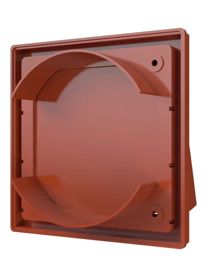 1515К12,5ФВ терр, Выход стенной вытяжной с обратным клапаном 150х150 с фланцем D125,ASA,терракотовый 1515К12,5ФВ терр