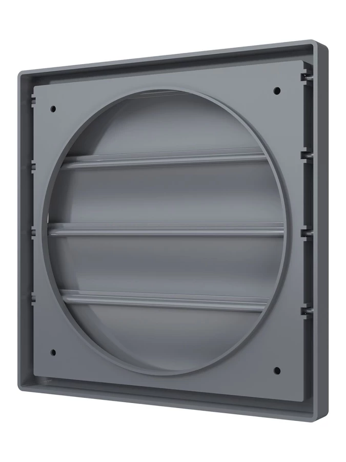 2929К25Ф сер, Выход стенной КФ фланец D250 жалюзи 294х294 ASA, сер 2929К25Ф сер.